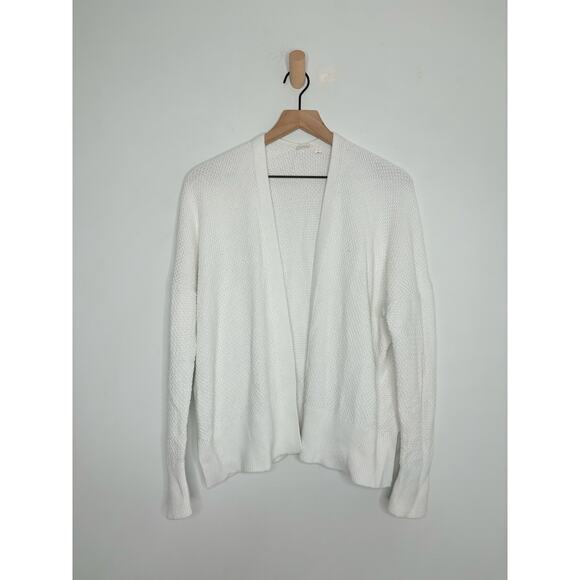 Gap White Textured V Back Cardigan Sweater Large Chunky Knit Minimalist - Picture 2 of 9